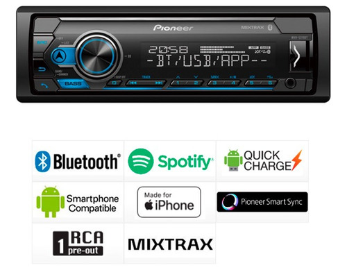 Autoestéreo Para Auto Pioneer Mvh S325 Con Usb Y Bluetooth