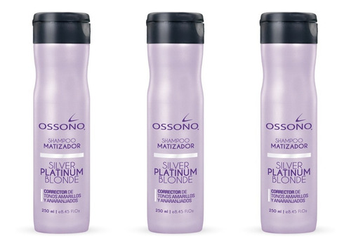 Shampoo Matizador Ossono Silver Platinum Blonde X 3 Unidades