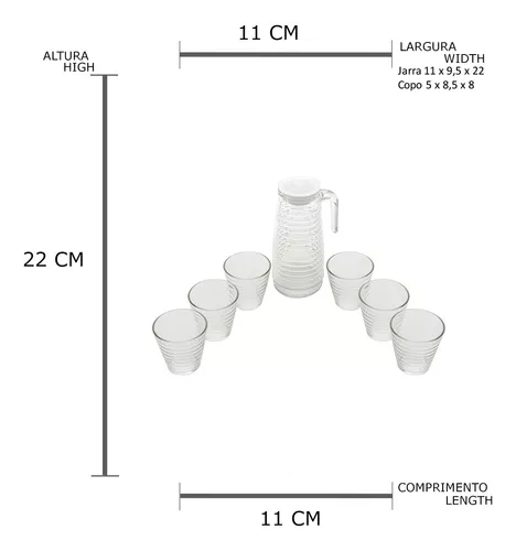 Jogo de Copos e Jarra Transparente Colmeia 5 peças - Casambiente COPO129 -  Camicado