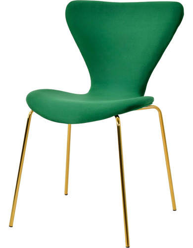 Juego Set 4 Sillas Terciopelo Comedor Tapizada Minimalista Estructura de la silla Dorado Asiento Verde