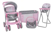 Comprar Coche Muñeca Baby Silla, Cuna Y Silla De Comer Bebesit Color Violeta
