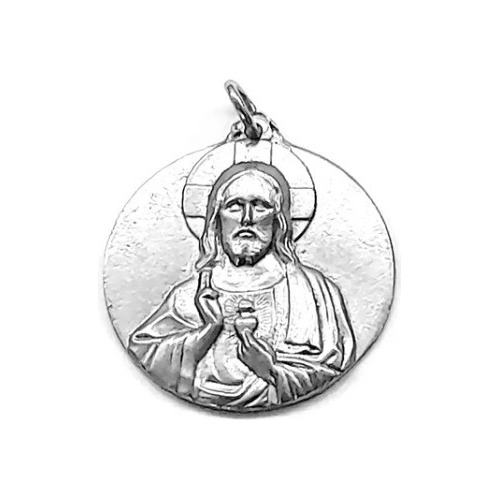 Medalla Sagrado Corazón Jesús 40mm Metal - Santería San Juan