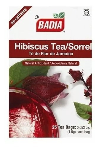 4 Cajas De Té De Hibisco Flor De Jamaica Badia 25 Sobres C/u