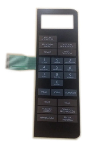 Imagen 2 de 3 de Frente Membrana Teclado Microondas Compatible Con Bgh 16600