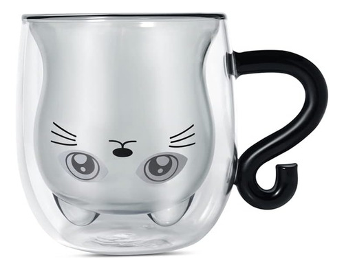 Black Cat Mug Cute Mug With Handle Double Walled Coffee M...