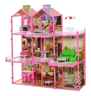 Casa Muñecas 3 Pisos Luces Amoblada 245 Piezas Doll House