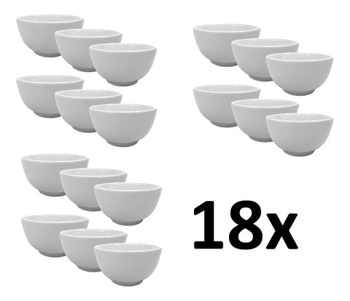 18 Tigela Cumbuca Japonesa Bowl 300ml Porcelana Açai Caldo Cor Branco