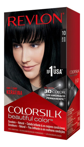 Tinte Para Cabello Colorsilk Color 10 Negro Preto 