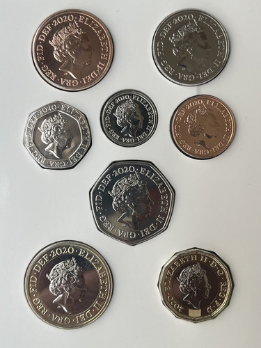 Set Moedas Escudo Britânico + 1 E 2 Pounds 2020 - Inglaterra (Usado)