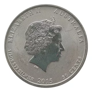 Moneda De Plata Elizabeth 2 Australia 2015, 1/2 Oz, 50 Cent