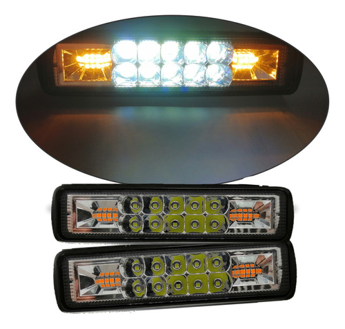 2 Faros Led Blanco Ambar + Estrobo Alta Calidad Y Potencia Focos Luces Jeep Wangler Motos Camionetas 12 Meses Garanatia