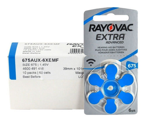 Pack X 6 Pilas Audifono Rayovac 675 Extra Advanced