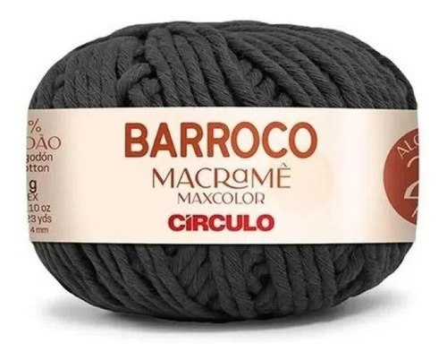 1 Novelo Barbante Barroco Maxcolor Macramê 400g - Circulo Cor Cinza-ônix