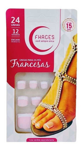 Unhas Postiças Para Pés Francesa Rosa Up1401 Fhaces