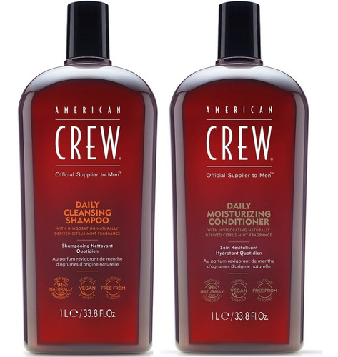 Imagen 1 de 6 de Pack Daily Shampoo 1000ml + Acondicionador American Crew Men