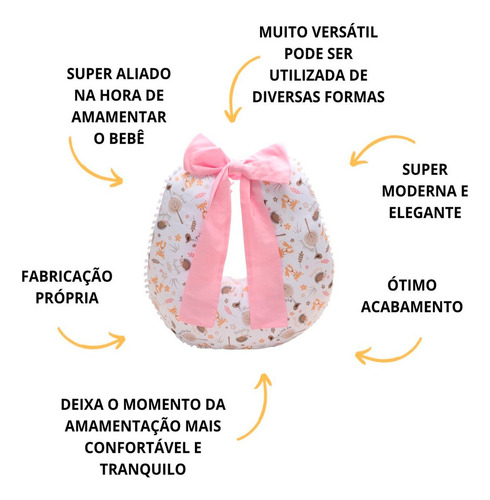 Kit Almofada Amamentação+ Porta Fralda Menino Menina 2 Peças Fox