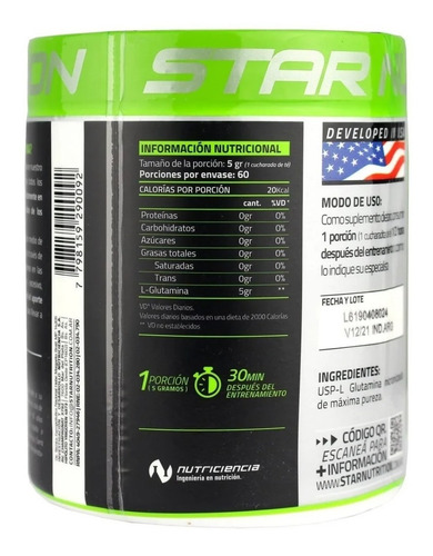 Imagen 4 de 9 de L-glutamine 300 Grs Star Nutrition - Aminoácidos