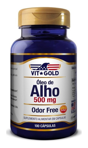 Óleo De Alho 500mg Odor Free Vitgold 100 Cápsulas