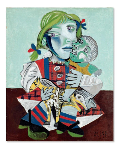 Cuadro Maya Con Muñeca Picasso Cubismo Grande 140x112