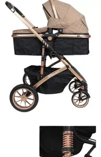 Coche Cuna Moises Para Bebe De Lujo Grand Mónaco Babyhappy Color Beige Color del chasis Rosado