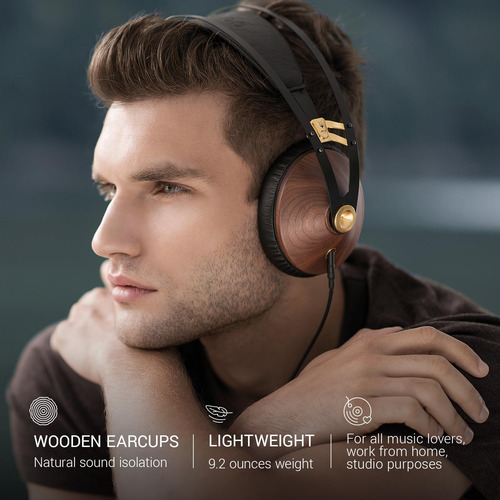 Fones De Ouvido Meze Audio 99 Classics Walnut Gold Com Fio E