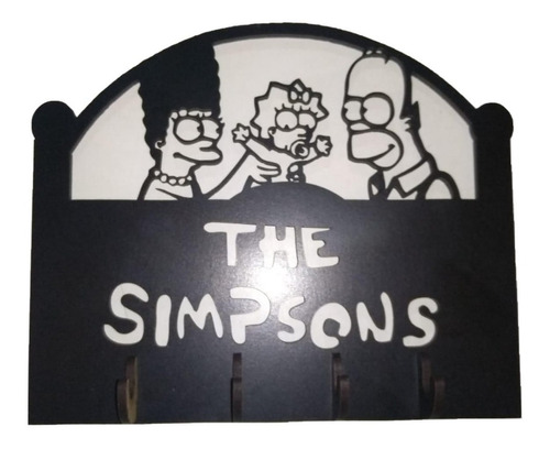 Porta Llaves/barbijos Simpsons X3 Calado Madera Negro