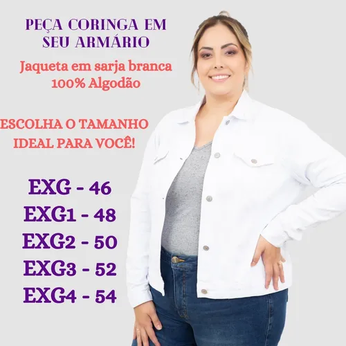 Jaqueta Plus Size Branca Sarja