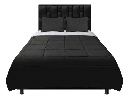 Cubrelecho Edredón Doble Faz Cama Queen 160 Color Negro-blanco