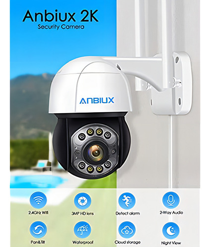 Camara De Seguridad Para Exteriores, Anbiux 3mp Wifi Camar