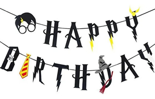 Letrero Cumpleaños Harry Potter Fieltro Happy Birthday 