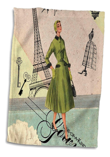 3d Rose Vintage Paris Collage Fashion Toalla De Mano, 15 X 2