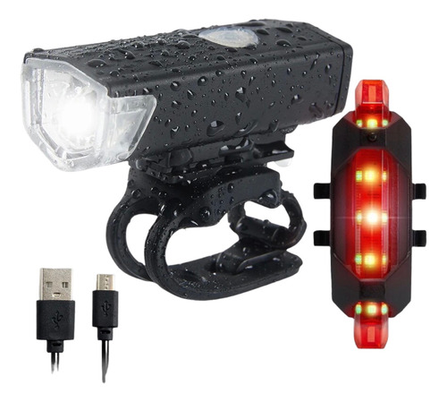 Pack De Luces Bicicleta Delantera Y Trasera Usb Recargable