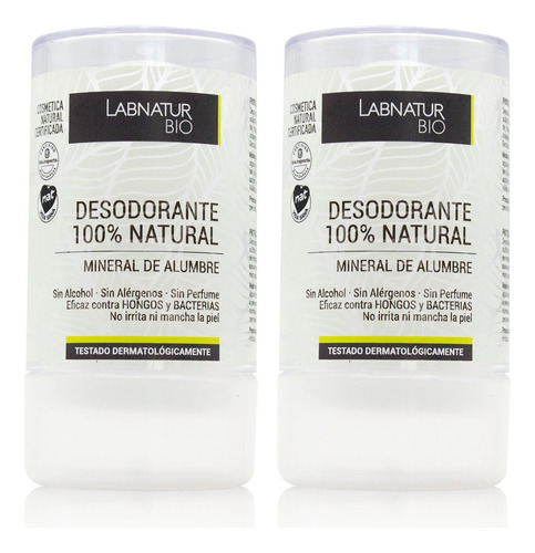 Pack X2 Desodorante Piedra Alumbre 100% Natural 120g Vegano