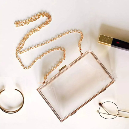 Bolso De Noche Mujer Para Fiesta Transparente Con Cadena