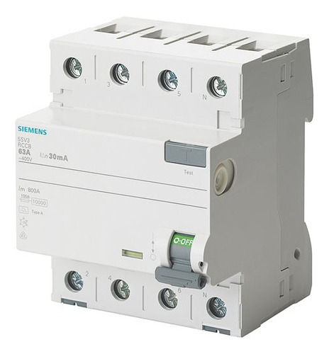 Interruptor Diferencial 4p 40a 30ma Tipo A Siemens 5sv3344-6