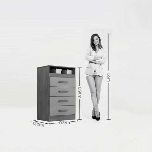 Cômoda Balcão Multiuso 4 Gavetas Mdf Quarto Branco Rosa