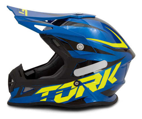 Capacete Protork Cross Fast 788 Azul - Amarelo 58