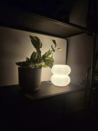 Lampara Velador Mesa Nordico Impresion 3d Luz Calida Esferas Blanco Blanco