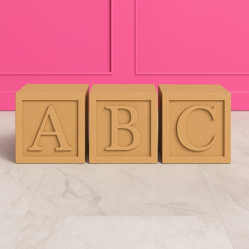 Enfeite Infantil Abc Cubos Mdf Decoração Festa Aniversario Cubo Abc