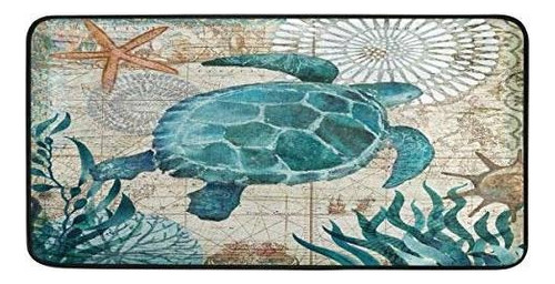 Toprint Sea Turtle - Alfombrilla Para Piso De Cocina Con Map