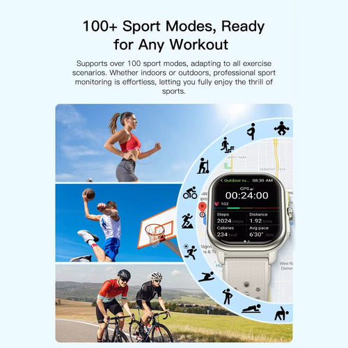 Reloj Deportivo Smartwatch P106 Gps Touch 2.06 Running Negro Mesh Negro Negro