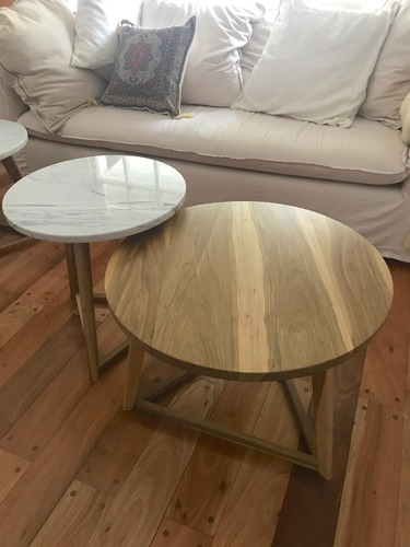 Combo Mesa Marmol 40 Cm / Mesa Madera Petiribi 60 Cm