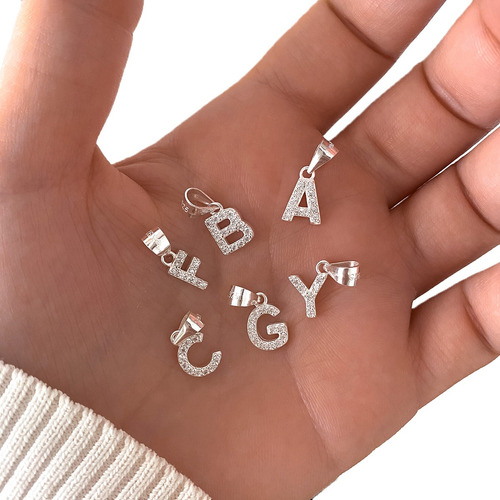 Dije Inicial Letra Cubic Micro Pave De Plata 925