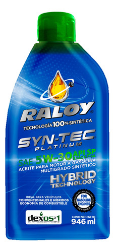 Aceite 5w30 Sintetico Raloy Sae Api Sp/gf-6a Dexos-1 Gen3