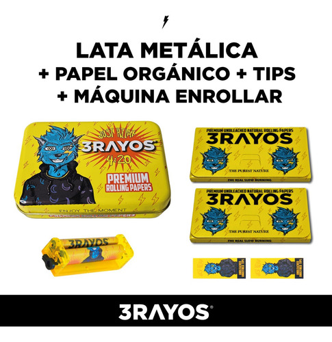Kit Armador De Cigarrillo + Sedas Y Tips X 100 + Lata 3rayos Lobo