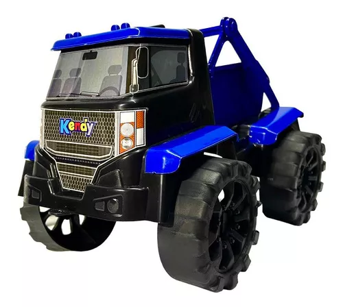 Caminhão Carro Brinquedo Grande Profissão Criança Didático. Cor Azul Preto  Personagem Cabe Tudo Caçamba