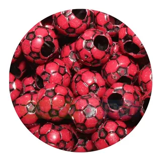 Miçanga Bola De Futebol Vermelha 100 Unidades