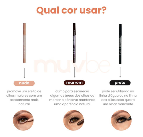 Lápiz delineador de ojos Fand Makeup In Color, impermeable, negro