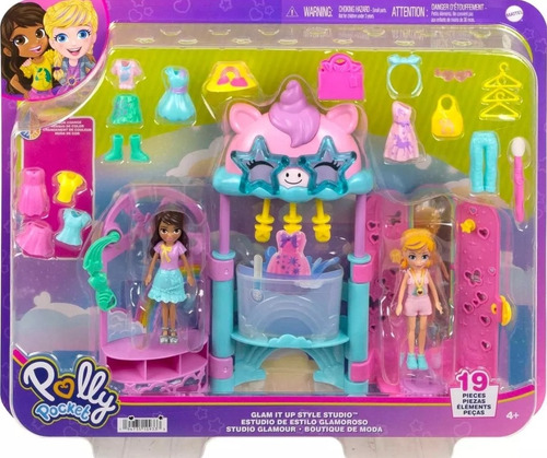 Polly Pocket Estudio De Estilo Glamoroso 19 Piezas