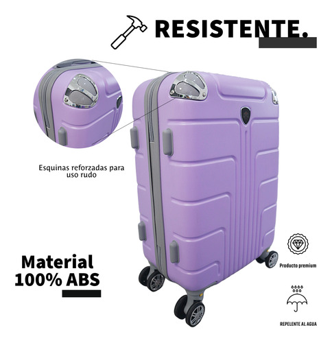 Juego 3 Maletas De Mano Avion 20 Y 18 Pulgadas 15 Y 10 Kgs Lila
